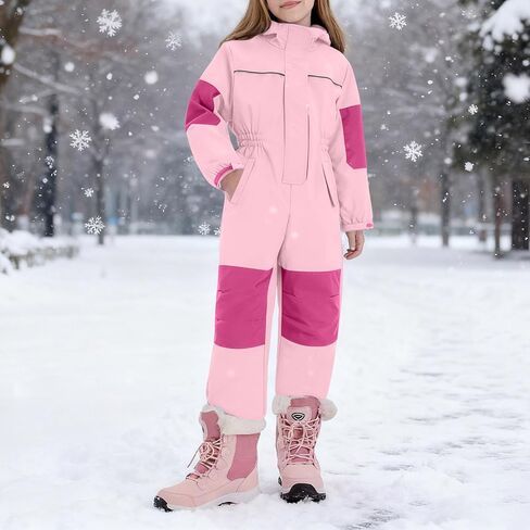 Snow Suit for Teen Girls Boys Ski Bib Winter One Piece Snowsuit Overalls Waterproof Snowboard Fleece Warm Jumpsuits in Saudi Arabia