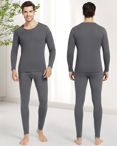 Patelai 2 Pack Thermal Underwear for Men Fleece Lined Long Underwear Winter Base Layer Set Cold Weather Top Bottom in Saudi Arabia