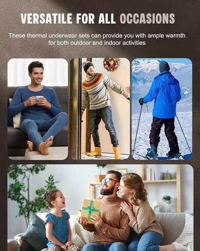 Patelai 2 Pack Thermal Underwear for Men Fleece Lined Long Underwear Winter Base Layer Set Cold Weather Top Bottom in Saudi Arabia