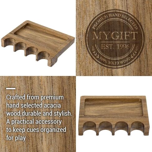 MyGift Premium Acacia Wood Portable Pool Cue Holder – Non-Slip Billiard Stick Rack, Securely Holds Cues Against Table, Durable Solid Wood Claw Rack in Saudi Arabia