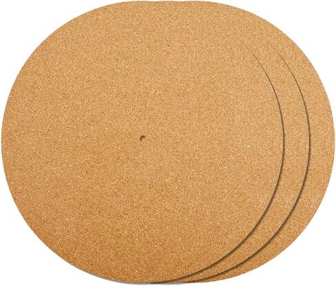 CRASPIRE 2Pcs Cork Turntable Mat Support 11.9in Vinyl LP Record Player 3mm Thick Brown Anti-Slip Anti-Static Slipmats Flat Round Protective Platter Mats Damped Resonance Cleaner Audio Output Home in Kuwait
