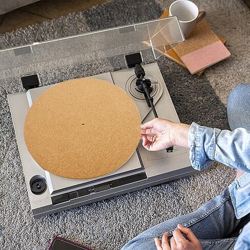 CRASPIRE 2Pcs Cork Turntable Mat Support 11.9in Vinyl LP Record Player 3mm Thick Brown Anti-Slip Anti-Static Slipmats Flat Round Protective Platter Mats Damped Resonance Cleaner Audio Output Home in Kuwait