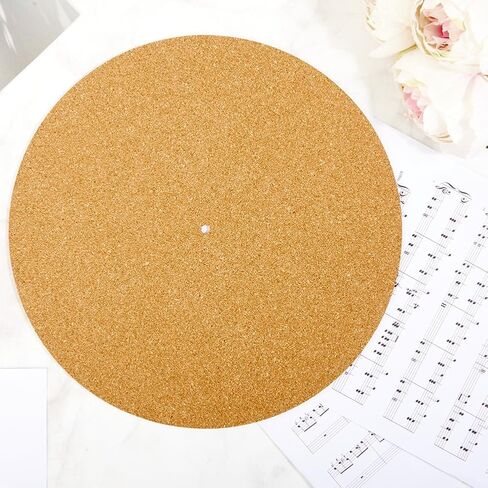 CRASPIRE 2Pcs Cork Turntable Mat Support 11.9in Vinyl LP Record Player 3mm Thick Brown Anti-Slip Anti-Static Slipmats Flat Round Protective Platter Mats Damped Resonance Cleaner Audio Output Home in Kuwait