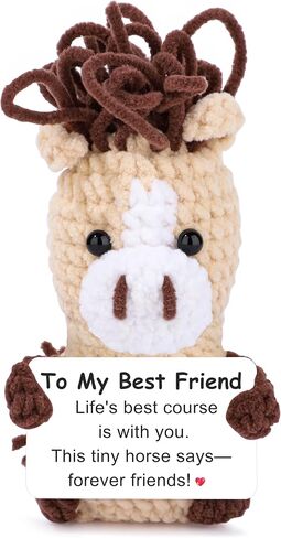 JoycuFF Mini Horse Positive Crochet Animal Emotional Cheer Up Support Message Birthday Gifts for Women Her Daughter Friend Teen Girl Handmade Crochet Horse in Saudi Arabia