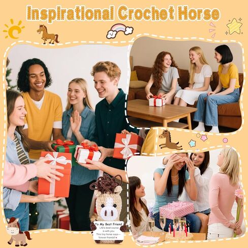 JoycuFF Mini Horse Positive Crochet Animal Emotional Cheer Up Support Message Birthday Gifts for Women Her Daughter Friend Teen Girl Handmade Crochet Horse in Saudi Arabia