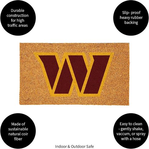 Team Sports America NFL Washington Commanders Sports Doormat | Indoor Outdoor Entrance | 28 x 16 Inches | Non-Slip Front Door Mats | Official Licensed | Sports Fans Entryway Welcome Rug in Saudi Arabia