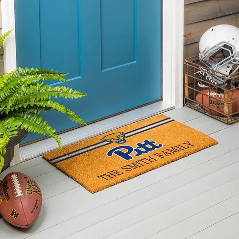 Team Sports America NCAA University of Pittsburgh College Personalized Coir Door Mat, 18 x 30 Inches Custom Name Doormat, Front Door Welcome Mats in Saudi Arabia