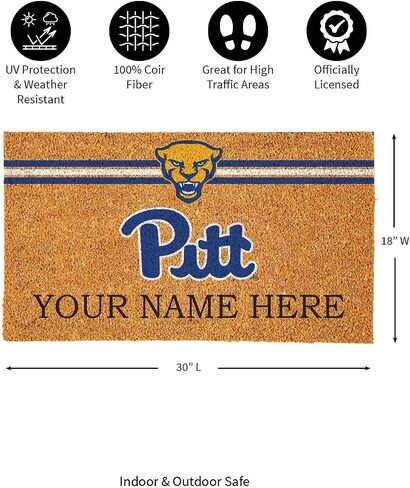 Team Sports America NCAA University of Pittsburgh College Personalized Coir Door Mat, 18 x 30 Inches Custom Name Doormat, Front Door Welcome Mats in Saudi Arabia