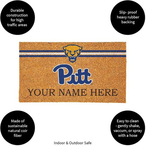 Team Sports America NCAA University of Pittsburgh College Personalized Coir Door Mat, 18 x 30 Inches Custom Name Doormat, Front Door Welcome Mats in Saudi Arabia
