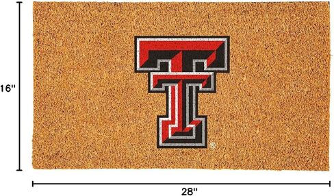 Team Sports America NCAA Texas Tech University Natural Coir Doormat | Official Full Color Team Logo | 28 x 16 Inches | Non Slip Back | Front Door Welcome Floor Mats | Indoor Outdoor Entrance Rug in Saudi Arabia