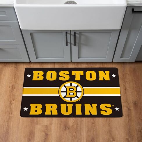 NHL Boston Bruins Indoor Entrance Welcome Mat, 30"x18" Anti-Fatigue Kitchen Mats and Rugs, Non Slip Backing & Waterproof Ergonomic Comfort Mat for Entryway, Kitchen, Man Cave, Office, Laundry in Saudi Arabia