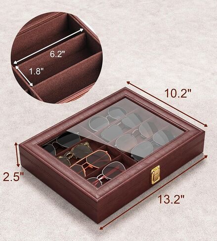 Jewelry Sunglass Organizer for Women – All-in-one Jewelry Storage Box See-through Display Case with Multiple Pairs of Eyeglass Leather Watch Earring Rings Collection Protector Black and White in Saudi Arabia