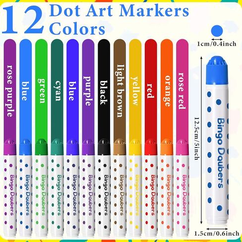 مجموعة من 60 قطعة من أقلام التلوين المنقطة من بينجو مجموعة متنوعة من الألوان من لوازم البنغو في 12 لونًا من أقلام الطلاء المنقطة للحرف اليدوية ومستلزمات الرسم الفنية وتلوين الرسم in Kuwait