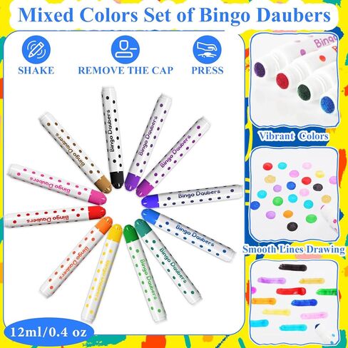 مجموعة من 60 قطعة من أقلام التلوين المنقطة من بينجو مجموعة متنوعة من الألوان من لوازم البنغو في 12 لونًا من أقلام الطلاء المنقطة للحرف اليدوية ومستلزمات الرسم الفنية وتلوين الرسم in Kuwait