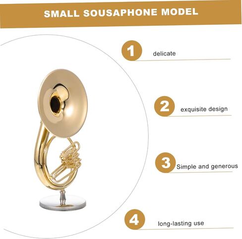 HANABASS 1 Set Musical Instrument Model Miniature Realistic Small Sousaphone Delicate Tuba Model Tuba Instrument Musical Instruments Mini Musical Instrument 24k Gold Plated Copper Golden in Saudi Arabia