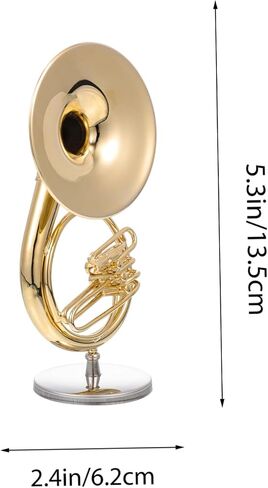 VANZACK 1 Set Realistic Sousaphone Model Adornment Miniature Instrument Decor with Stand Unique Desktop Musical Decoration for Home Cafe in Saudi Arabia
