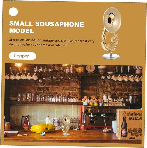 VANZACK 1 Set Realistic Sousaphone Model Adornment Miniature Instrument Decor with Stand Unique Desktop Musical Decoration for Home Cafe in Saudi Arabia