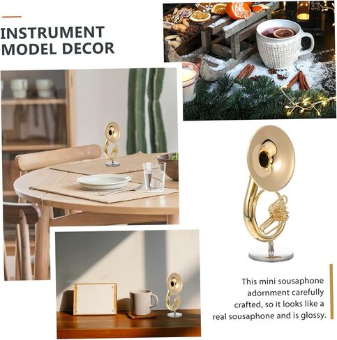 VANZACK 1 Set Realistic Sousaphone Model Adornment Miniature Instrument Decor with Stand Unique Desktop Musical Decoration for Home Cafe in Saudi Arabia