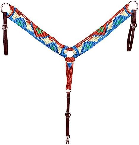 مجموعة HILASON Cactus Western Wool Headstall وطوق الصدر باللون الفيروزي الأبيض | الجلود للخيول in Kuwait