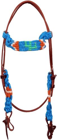 مجموعة HILASON Cactus Western Wool Headstall وطوق الصدر باللون الفيروزي الأبيض | الجلود للخيول in Kuwait
