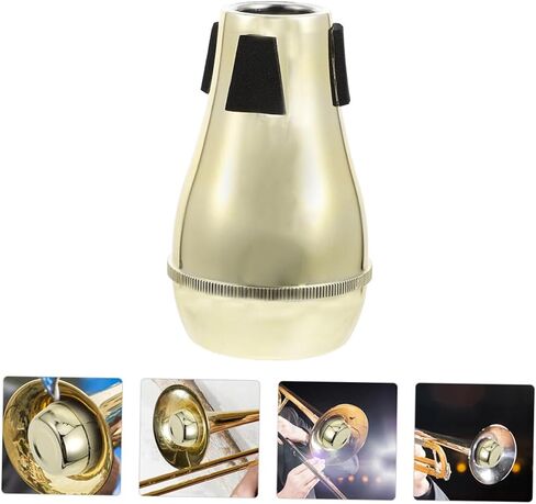 أداة احترافية لتقليل الضوضاء من مادة Tenor Trombone كتم الصوت شبه مغلقة للتحكم في جودة الصوت، سهلة التركيب، ملحق موسيقي باللون الذهبي للاعبي الترومبون والطلاب in Saudi Arabia
