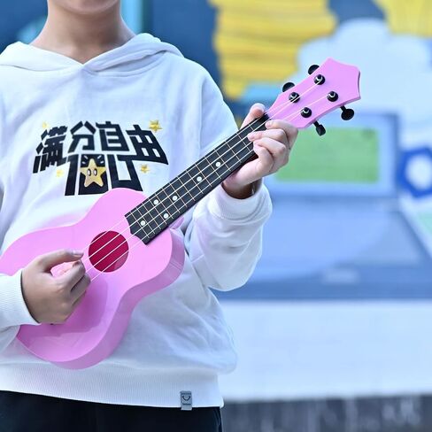 LIEKE Kids Ukulele 21 بوصة سوبرانو أوكلل، آلة موسيقية، لعبة القيثارة هدية للفتيات والأطفال المبتدئين مع حقيبة (وردي) in Kuwait