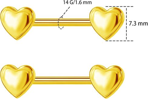 14G حلقات حلمة القلب البسيطة 316L من الفولاذ المقاوم للصدأ nipplerings حلقات لسان القلب الحديد مجوهرات الجسم الثقب للنساء in Saudi Arabia