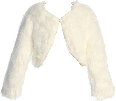 Dreamer P Little Girls White Faux Fur Pearl Button Special Occasion Shrug in Saudi Arabia