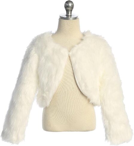 Dreamer P Little Girls White Faux Fur Pearl Button Special Occasion Shrug in Saudi Arabia