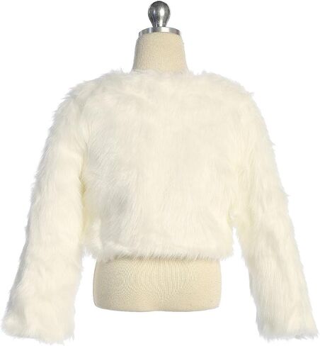 Dreamer P Little Girls White Faux Fur Pearl Button Special Occasion Shrug in Saudi Arabia