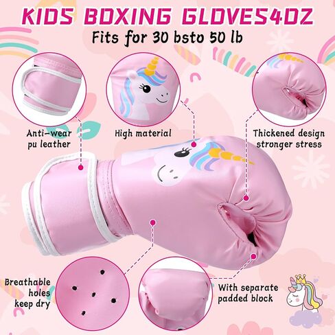 Boxing Gloves and Punching Mitts Set 4oz Gloves Boxing Pads Kids Youth Sparring Gear Training Equipment for Taekwondo Kick Karate Muay Thai MMA Martial Art in Kuwait