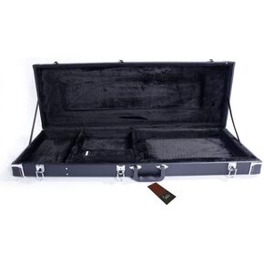حافظة صلبة للجيتار الكهربائي عالية الجودة بتصميم مربع - خشب متين وجلد مع تصميم داخلي فخم، مزالج قابلة للقفل، حجرة تخزين، لمسة نهائية مسطحة سوداء واقية للقيثارات الكهربائية in Kuwait