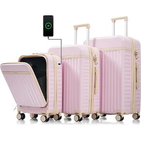 Merax 3 Piece Expandable ABS Hardshell Luggage Sets Spinner Wheel Suitcase TSA Lock Suit Case, Light Blue, 20/24/28 Inch in Saudi Arabia