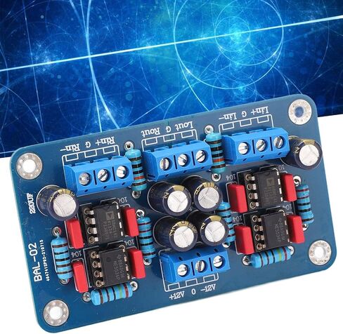 Balanced to Unbalanced Preamplifier Board SSM2141 86x49mm DC 12-15V - Mic Preamp for Amplifier Retrofit with Low Distortion Noise Rejection for Audio DIY in Saudi Arabia