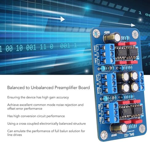 Balanced to Unbalanced Preamplifier Board SSM2141 86x49mm DC 12-15V - Mic Preamp for Amplifier Retrofit with Low Distortion Noise Rejection for Audio DIY in Saudi Arabia