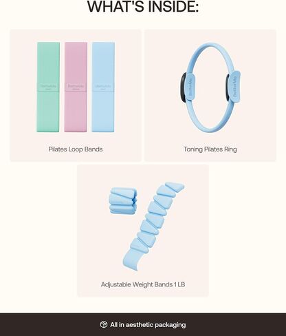 BetterMe Pilates Starter Kit – Adjustable Weight Bands, Toning Ring & Pilates Loop Bands – Beginner Pilates Kit for Women – Complete Home Workout Pilates Equipment Set in Kuwait