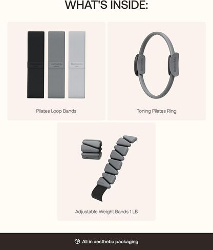 BetterMe Pilates Starter Kit – Adjustable Weight Bands, Toning Ring & Pilates Loop Bands – Beginner Pilates Kit for Women – Complete Home Workout Pilates Equipment Set in Kuwait