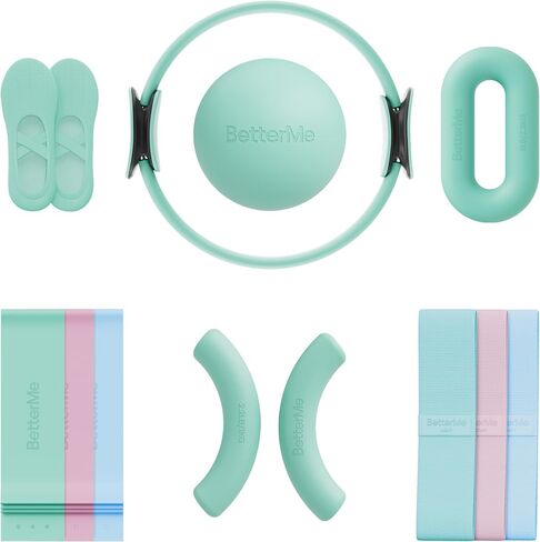 BetterMe Pilates Power Kit – Resistance & Weight Bands, Weight Loop (5lbs), Sculpt Dumbbells – Complete Pilates Equipment Set for Women – at-Home Pilates Workout Kit in Kuwait