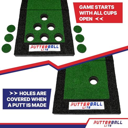 PutterBall Original Golf Putting Game Set – Backyard 12 ft Putting Green Pong Style Golf Mat with 2 Putters, 2 Balls & Hole Covers (PutterBall Original) (Putterball Lite Red, 9 ft) in Saudi Arabia