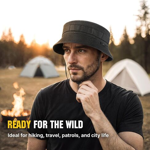 M-Tac Tactical Sun Hat for Men Military Bucket Hat with MOLLE, Short Brim, UV Protection, Adjustable Cord Ripstop Summer Hat in Saudi Arabia