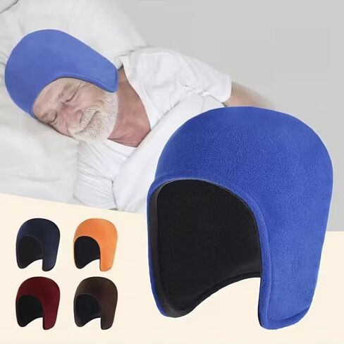 Winter Thermal Double-Layer Fleece Sleeping Cap with Ear Flaps - Soft Warm Hat for Camping,Bedtime, Travel in Saudi Arabia