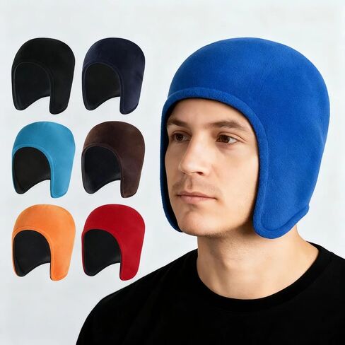 Winter Thermal Double-Layer Fleece Sleeping Cap with Ear Flaps - Soft Warm Hat for Camping,Bedtime, Travel in Saudi Arabia