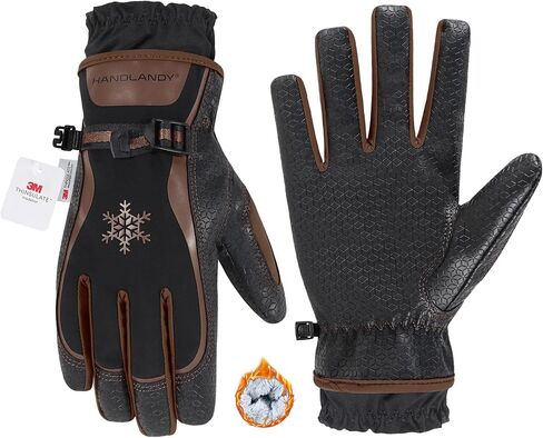 HANDLANDY Winter Work Gloves with Grip for Men & Women, Insulated Waterproof Skiing Hiking Cold Weather Gloves in Kuwait