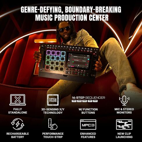Akai Professional MPC Live III Standalone Portable Music Production Center with MPCe Pads, Sequencer, Touchscreen, Mic, Stereo Monitors, Audio Interface, Wi-Fi, Bluetooth, Battery, Touchstrip in Saudi Arabia