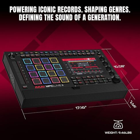 Akai Professional MPC Live III Standalone Portable Music Production Center with MPCe Pads, Sequencer, Touchscreen, Mic, Stereo Monitors, Audio Interface, Wi-Fi, Bluetooth, Battery, Touchstrip in Saudi Arabia