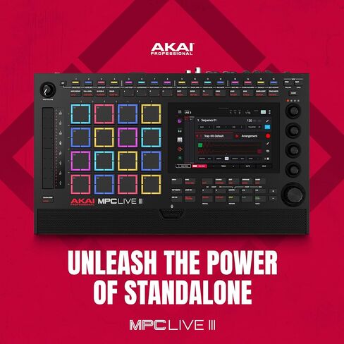Akai Professional MPC Live III Standalone Portable Music Production Center with MPCe Pads, Sequencer, Touchscreen, Mic, Stereo Monitors, Audio Interface, Wi-Fi, Bluetooth, Battery, Touchstrip in Saudi Arabia