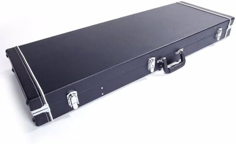 حافظة صلبة للجيتار الكهربائي عالية الجودة بتصميم مربع - خشب متين وجلد مع تصميم داخلي فخم، مزالج قابلة للقفل، حجرة تخزين، لمسة نهائية مسطحة سوداء واقية للقيثارات الكهربائية in Kuwait