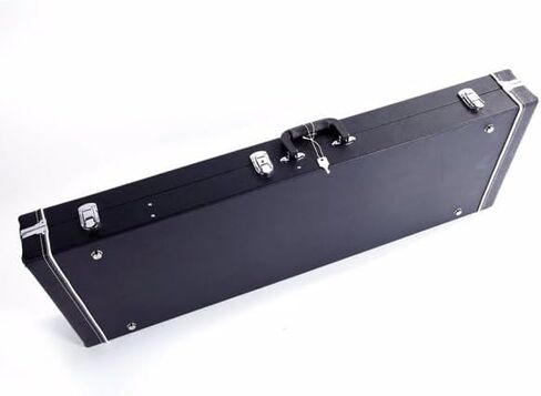 حافظة صلبة للجيتار الكهربائي عالية الجودة بتصميم مربع - خشب متين وجلد مع تصميم داخلي فخم، مزالج قابلة للقفل، حجرة تخزين، لمسة نهائية مسطحة سوداء واقية للقيثارات الكهربائية in Kuwait