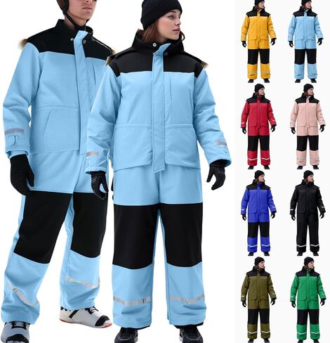 Snow Suits For Women Men Waterproof One Piece Reflective Adults Snowsuit Winter Warm Outdoor Snowboarding Ski Suits in Kuwait