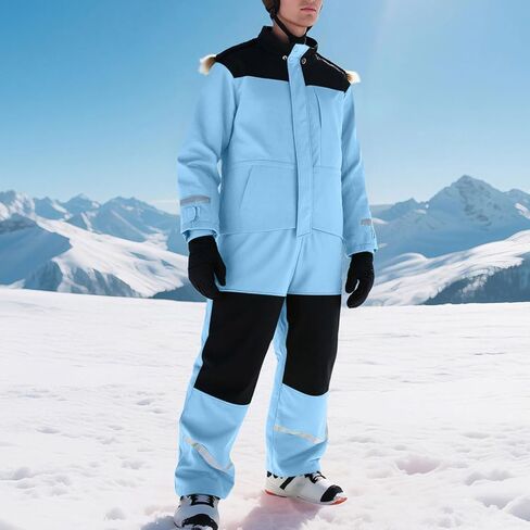 Snow Suits For Women Men Waterproof One Piece Reflective Adults Snowsuit Winter Warm Outdoor Snowboarding Ski Suits in Kuwait